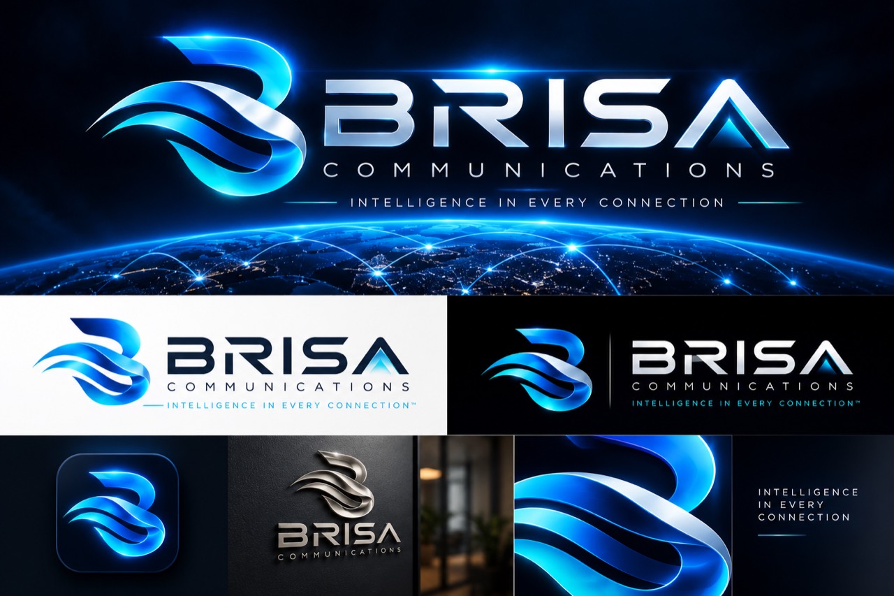 BRISA brand board: logo lockups and app icon