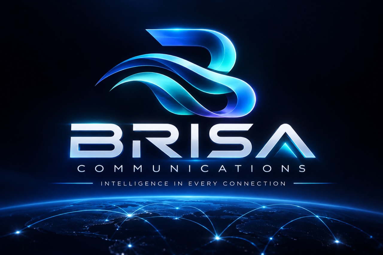 BRISA Communications logo over a glowing global network